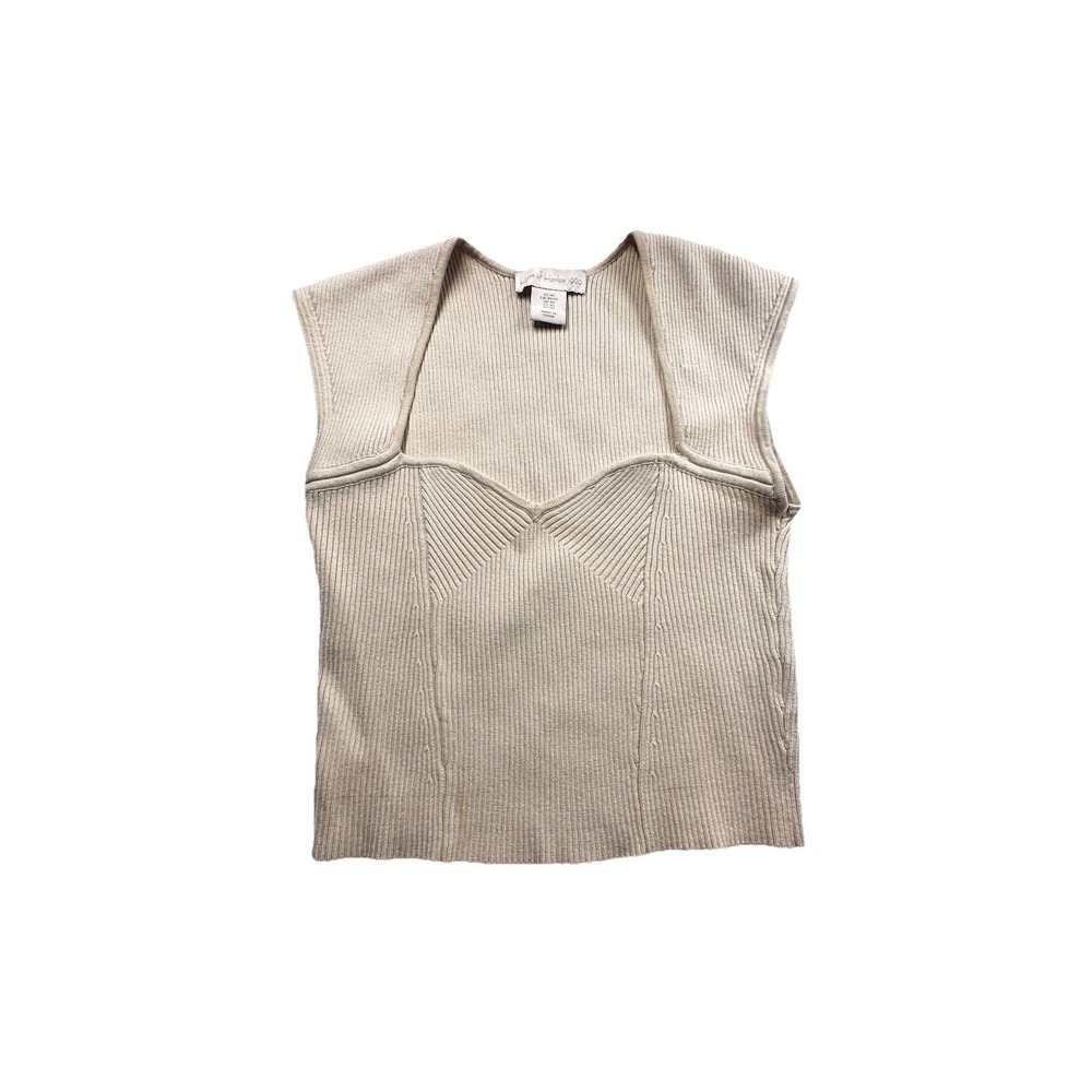 House of Harlow Cap Ribbed Knit Crop Top Ivory Size XS‎